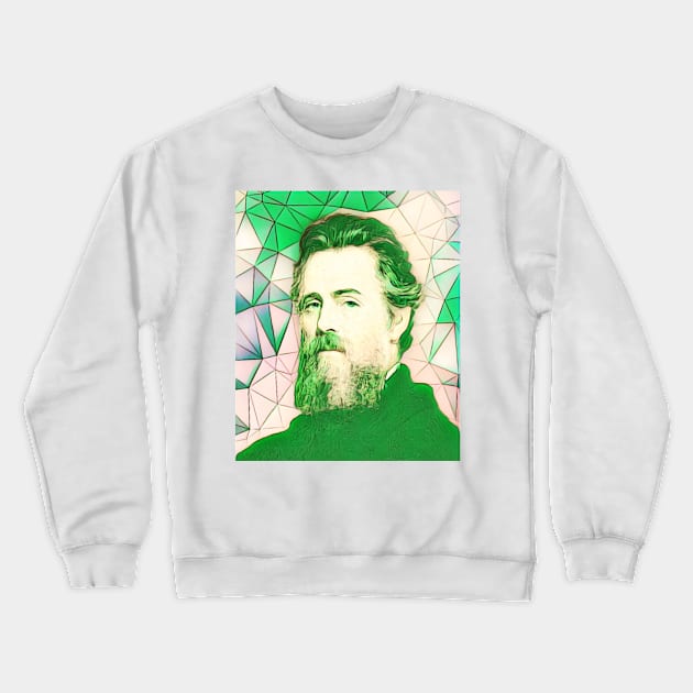 Herman Melville Green Portrait | Herman Melville Artwork 7 Crewneck Sweatshirt by JustLit